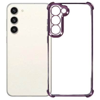 For Samsung Galaxy S23 Case Electroplating Heart Pattern Edge TPU Phone Back Cover