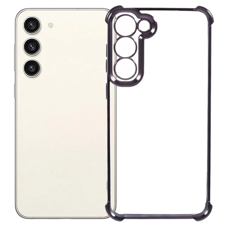 For Samsung Galaxy S23 Case Electroplating Heart Pattern Edge TPU Phone Back Cover