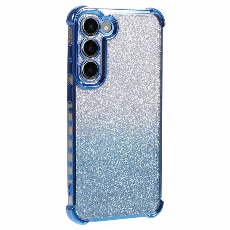 For Samsung Galaxy S23 Case TPU Glitter Gradient Phone Cover Love Heart Pattern Frame