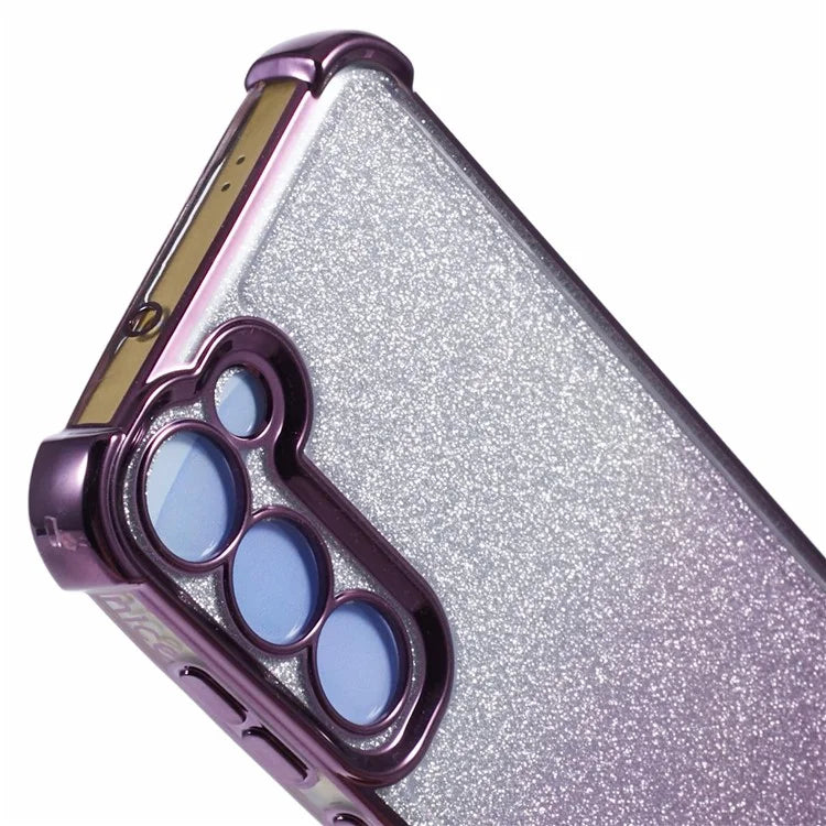 For Samsung Galaxy S23 Case TPU Glitter Gradient Phone Cover Love Heart Pattern Frame