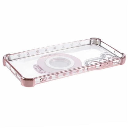 For Samsung Galaxy S23 Case Mirror Kickstand TPU Phone Cover Side Heart Pattern