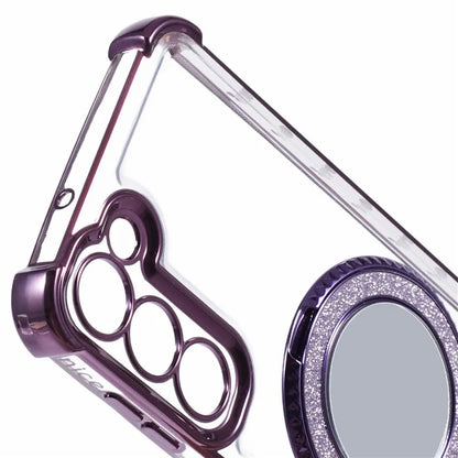 For Samsung Galaxy S23 Case Mirror Kickstand TPU Phone Cover Side Heart Pattern