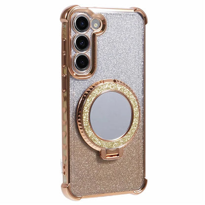For Samsung Galaxy S23 Case Bling Gradient TPU Phone Cover with Kickstand / Cosmetic Mirror