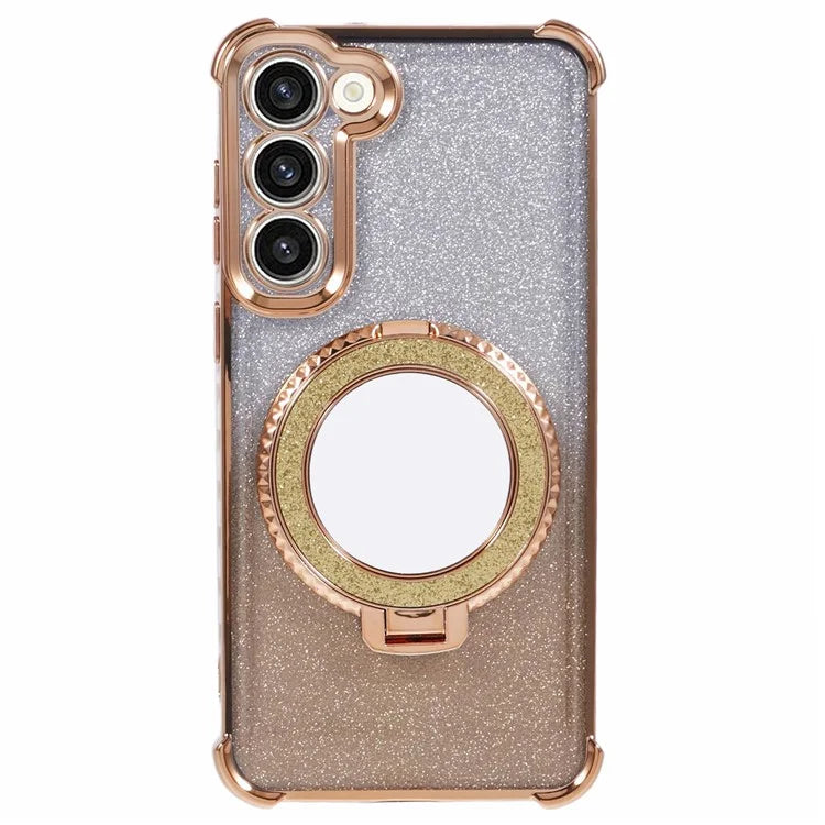 For Samsung Galaxy S23 Case Bling Gradient TPU Phone Cover with Kickstand / Cosmetic Mirror