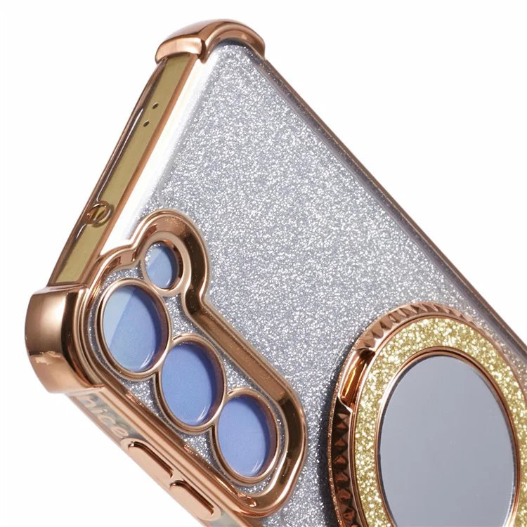 For Samsung Galaxy S23 Case Bling Gradient TPU Phone Cover with Kickstand / Cosmetic Mirror