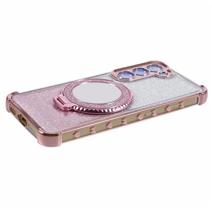 For Samsung Galaxy S23 Case Bling Gradient TPU Phone Cover with Kickstand / Cosmetic Mirror