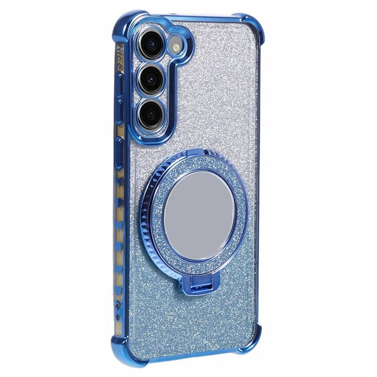 For Samsung Galaxy S23 Case Bling Gradient TPU Phone Cover with Kickstand / Cosmetic Mirror