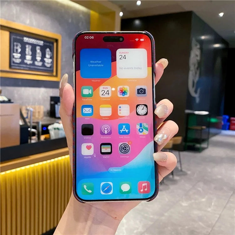 For iPhone 15 Pro Max Case Water Transfer Printing Drop-Proof PC Cell Phone Cover