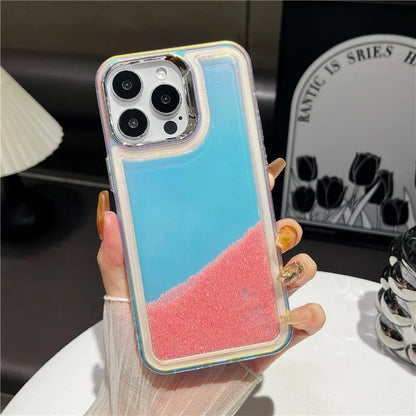 For iPhone 14 Pro Cell Phone Cover Flowing Beads PC+TPU Shockproof Case