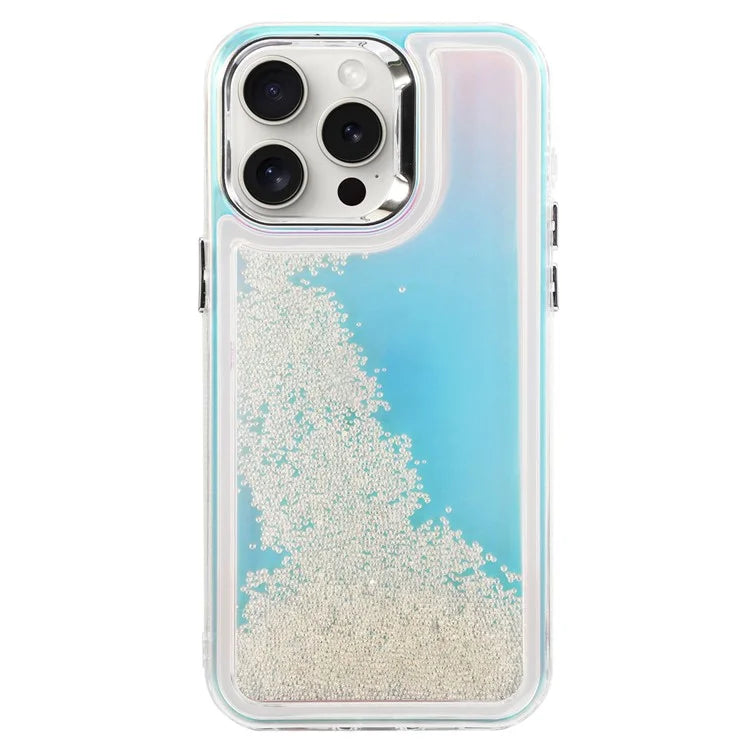 For iPhone 14 Pro Cell Phone Cover Flowing Beads PC+TPU Shockproof Case