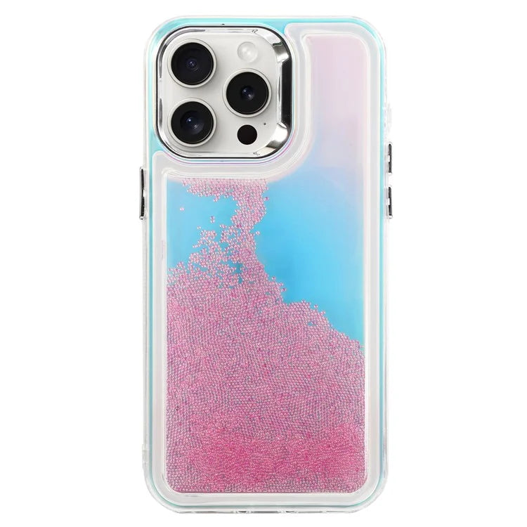 For iPhone 14 Pro Cell Phone Cover Flowing Beads PC+TPU Shockproof Case