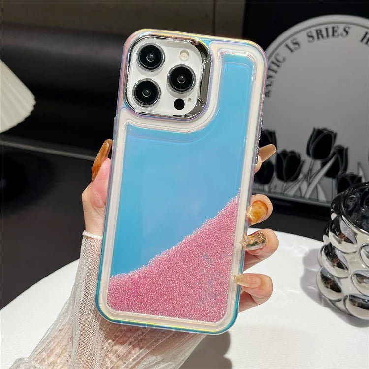 For iPhone 14 Pro Cell Phone Cover Flowing Beads PC+TPU Shockproof Case