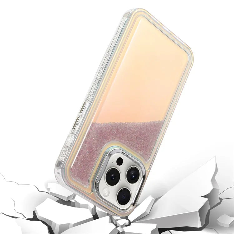 For iPhone 15 Pro Cell Phone Cover Flowing Beads PC+TPU Back Case