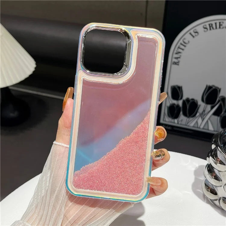 For iPhone 13 Pro Max Cell Phone Cover Flowing Beads PC+TPU Back Case