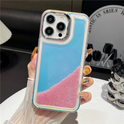 For iPhone 14 Pro Max Cover Stylish Flowing Beads PC+TPU Cell Phone Case