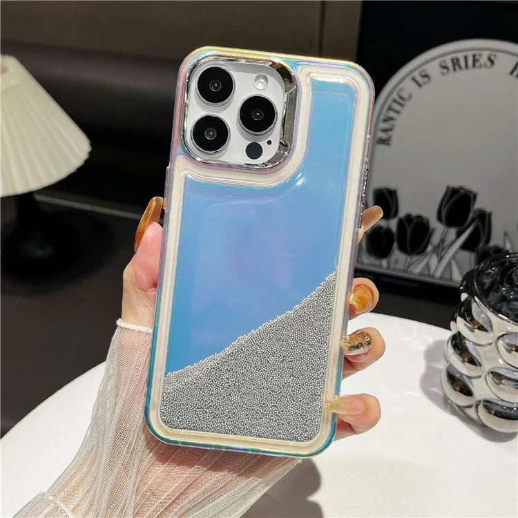 For iPhone 13 Pro Cell Phone Cover Flowing Beads PC+TPU Back Case