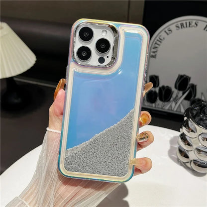For iPhone 13 Pro Cell Phone Cover Flowing Beads PC+TPU Back Case