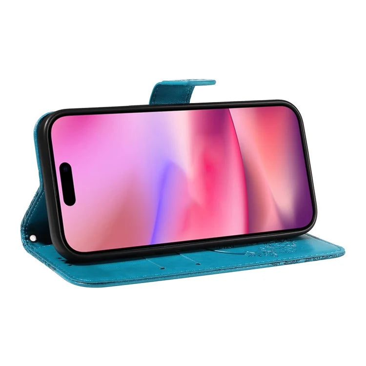 For iPhone 16 Case Butterfly Imprint Leather Folio Flip Cover