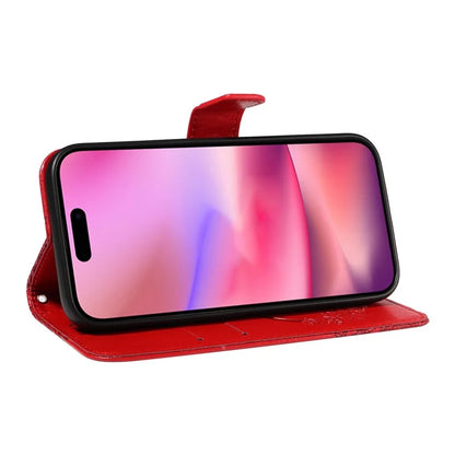 For iPhone 16 Case Butterfly Imprint Leather Folio Flip Cover