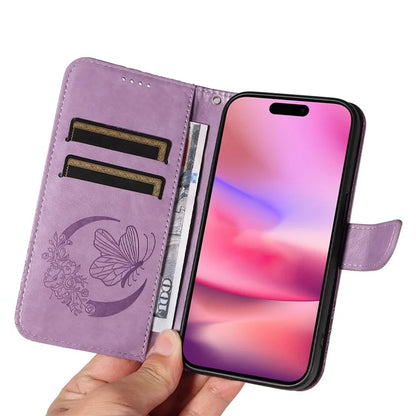 For iPhone 16 Case Butterfly Imprint Leather Folio Flip Cover