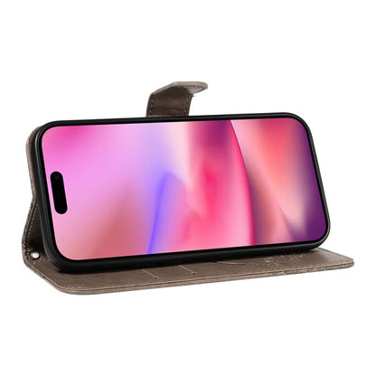 For iPhone 16 Case Butterfly Imprint Leather Folio Flip Cover