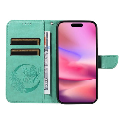 For iPhone 16 Case Butterfly Imprint Leather Folio Flip Cover