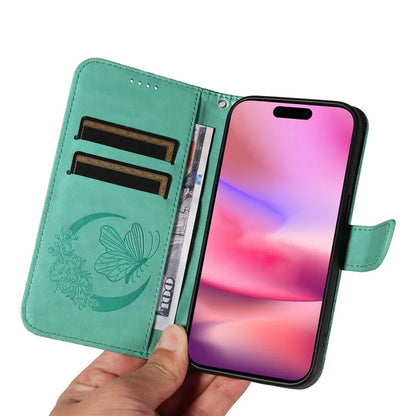 For iPhone 16 Case Butterfly Imprint Leather Folio Flip Cover