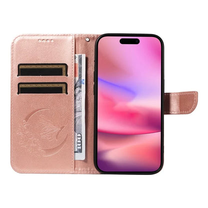 For iPhone 16 Case Butterfly Imprint Leather Folio Flip Cover