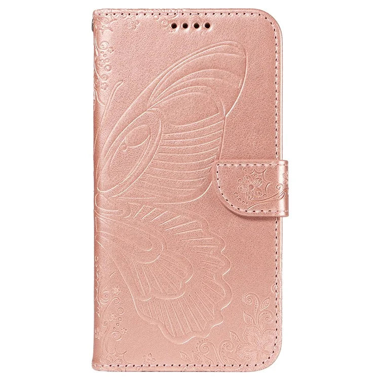 For iPhone 16 Case Butterfly Imprint Leather Folio Flip Cover
