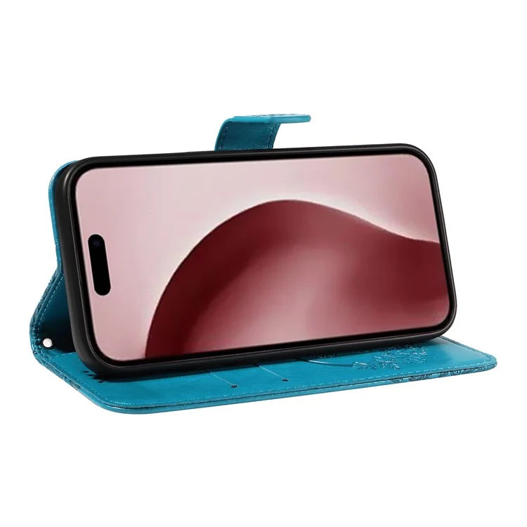 For iPhone 16 Pro Case Butterfly Imprinted Leather Wallet Phone Folio Cover