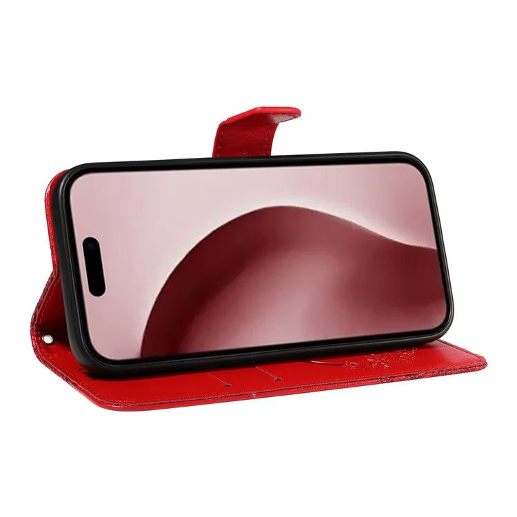 For iPhone 16 Pro Case Butterfly Imprinted Leather Wallet Phone Folio Cover