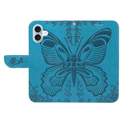 For iPhone 16 Plus Leather Case Butterfly Pattern Wallet Card Slots Phone Cover