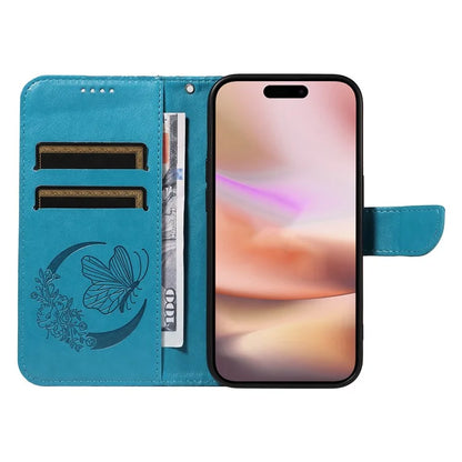 For iPhone 16 Plus Leather Case Butterfly Pattern Wallet Card Slots Phone Cover