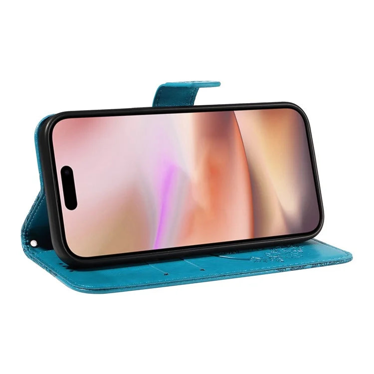 For iPhone 16 Plus Leather Case Butterfly Pattern Wallet Card Slots Phone Cover