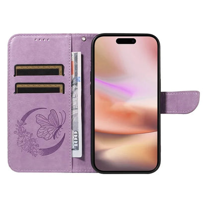 For iPhone 16 Plus Leather Case Butterfly Pattern Wallet Card Slots Phone Cover