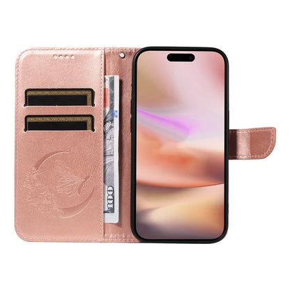 For iPhone 16 Plus Leather Case Butterfly Pattern Wallet Card Slots Phone Cover