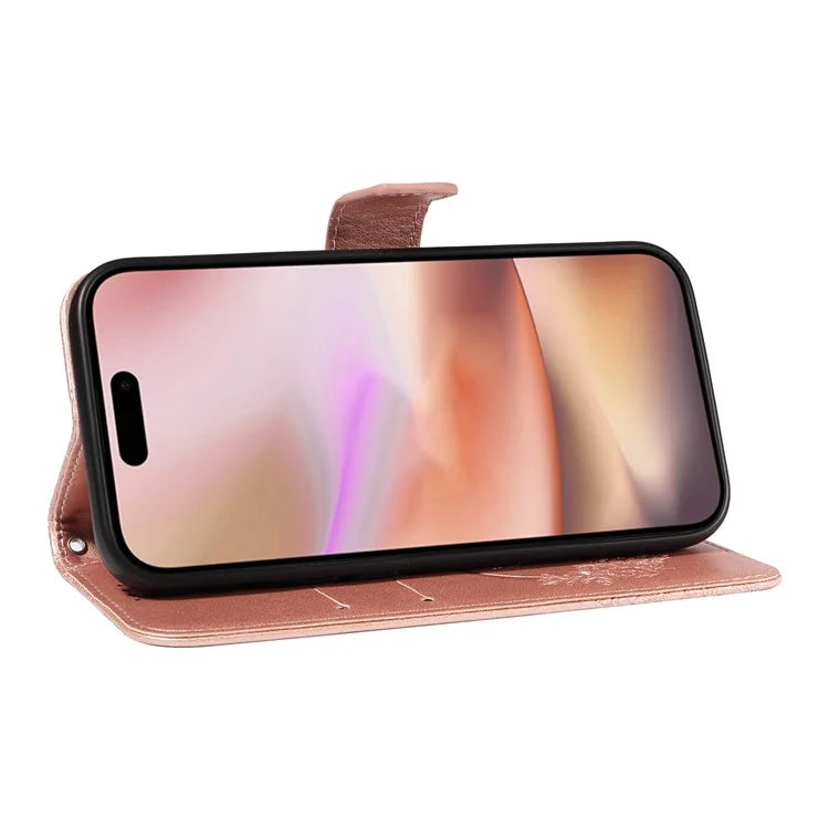 For iPhone 16 Plus Leather Case Butterfly Pattern Wallet Card Slots Phone Cover