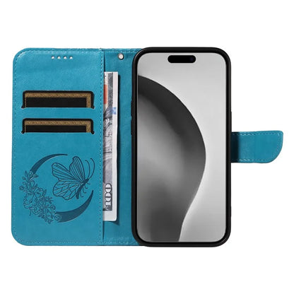 For iPhone 16 Pro Max Case Butterfly Imprint Anti-Shock Leather Phone Cover