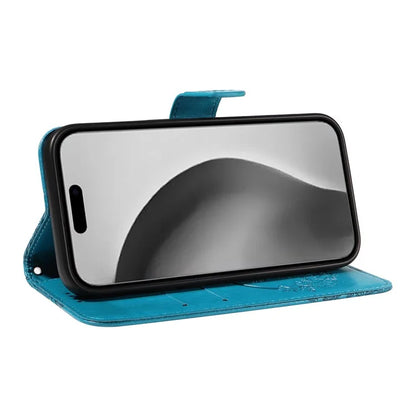 For iPhone 16 Pro Max Case Butterfly Imprint Anti-Shock Leather Phone Cover