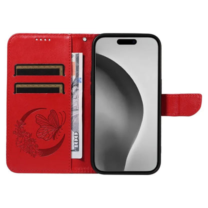 For iPhone 16 Pro Max Case Butterfly Imprint Anti-Shock Leather Phone Cover