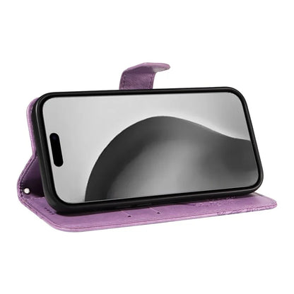 For iPhone 16 Pro Max Case Butterfly Imprint Anti-Shock Leather Phone Cover