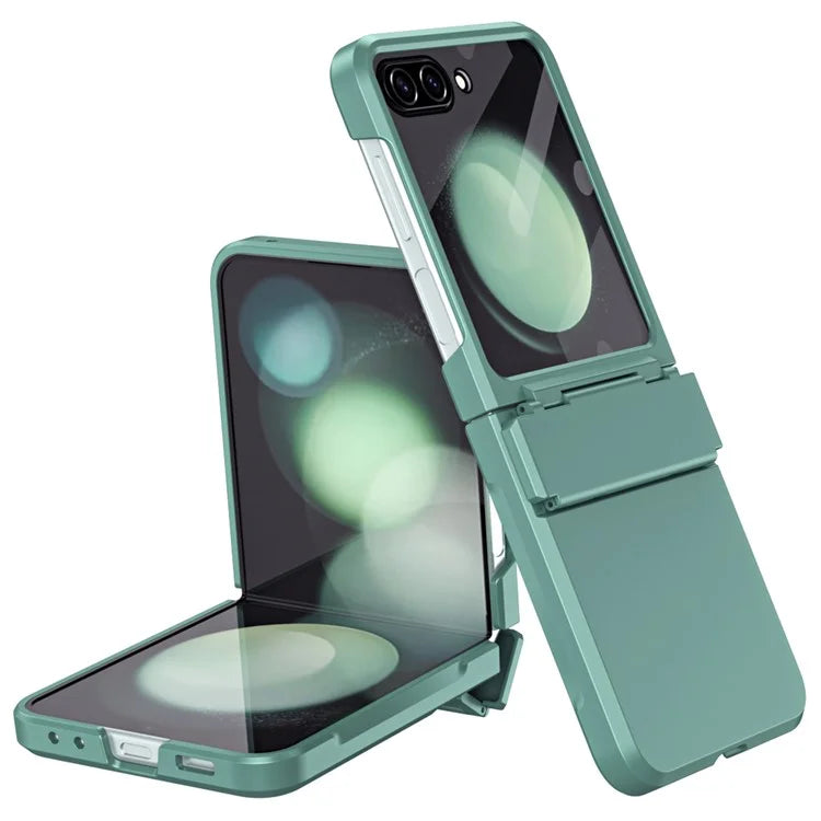 For Samsung Galaxy Z Flip6 5G Case Hard PC Non-Slip Phone Cover with Tempered Glass Film