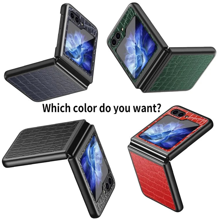 For Samsung Galaxy Z Flip6 5G Case Crocodile Texture PU Leather Back Cover