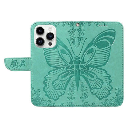 For iPhone 14 Pro Stand Case Butterfly Imprint Leather Wallet Phone Cover