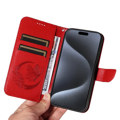 For iPhone 15 Pro Wallet Case Butterfly Imprint Leather Phone Cover with Stand