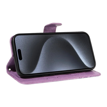 For iPhone 15 Pro Wallet Case Butterfly Imprint Leather Phone Cover with Stand