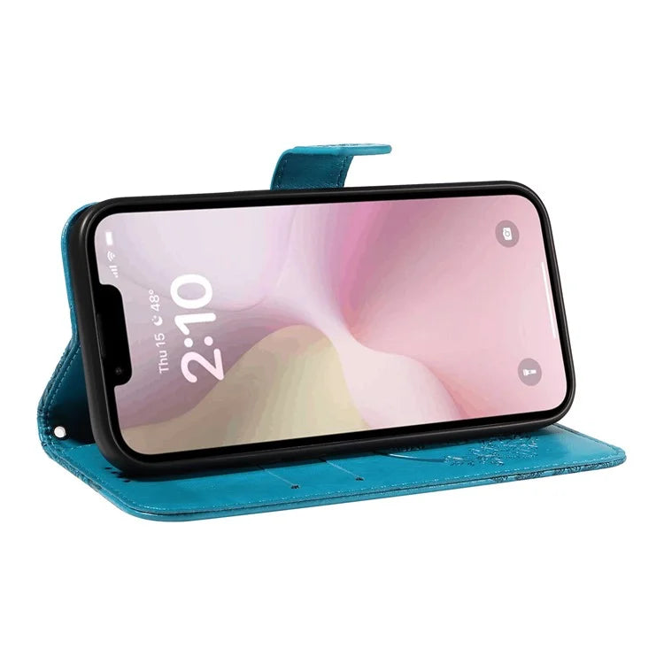 For iPhone SE (2024) Case with Hand Strap Butterfly PU Leather Wallet Phone Cover