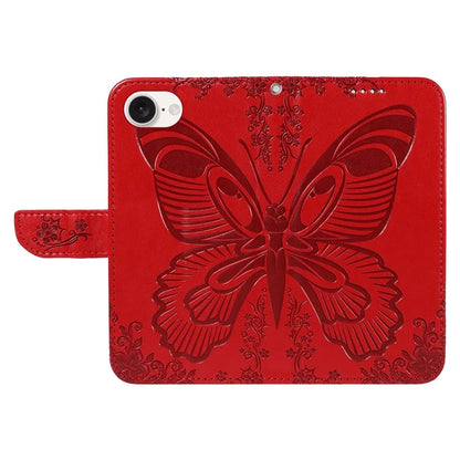 For iPhone SE (2024) Case with Hand Strap Butterfly PU Leather Wallet Phone Cover