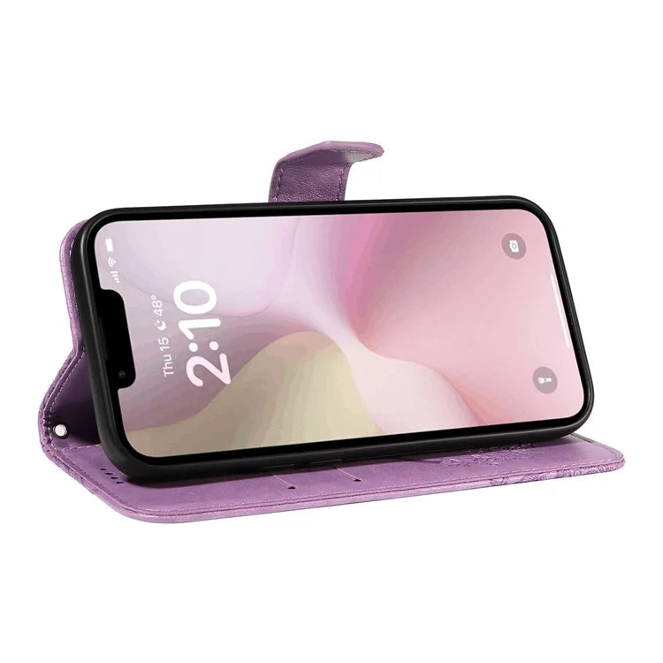 For iPhone SE (2024) Case with Hand Strap Butterfly PU Leather Wallet Phone Cover