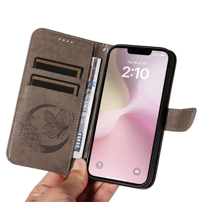 For iPhone SE (2024) Case with Hand Strap Butterfly PU Leather Wallet Phone Cover